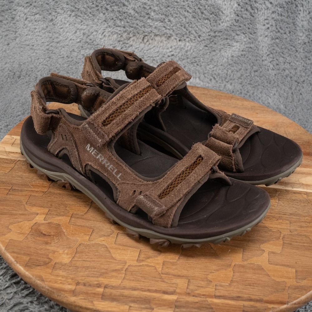 Merrell Mens Size 8 Huntington Sport Earth Brown Leather Convertible Sandals